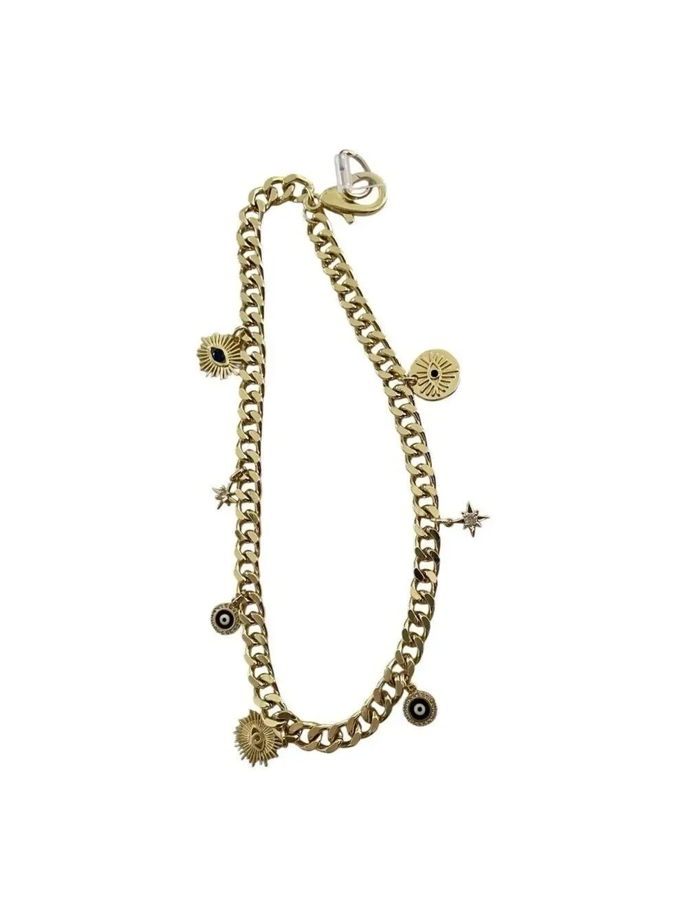 Phone Candy Los Angeles Phone Charm, Gold Wristlet Chain, 7 Gold-Tone Charms.